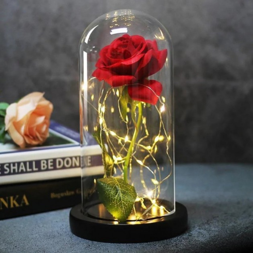 Роза в колбе с LED подсветкой (большая) / Цветок в колбе Красная