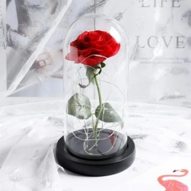 Роза в колбе с LED подсветкой (большая) / Цветок в колбе Красная