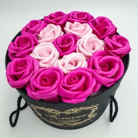 Подарочный КРАСНЫЙ, РОЗОВЫЙ, СИНИЙ набор мыла из роз в шляпной коробке