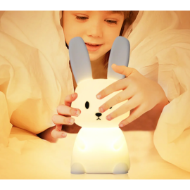 Детский ночник-светильник Зайчик силиконовый белый