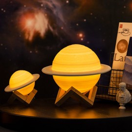 Ночник ЛУНА с увлажнителем воздуха на подставке с подсветкой 3d MOON Сатурн 15см на 200 мл