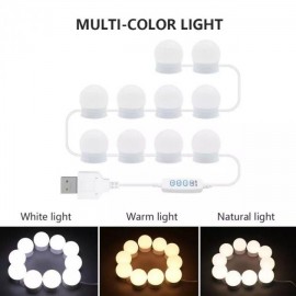LED лампочки для гримерного зеркала 3 режима VANITY MIRROR LIGHTS 10 шт , питание от USB