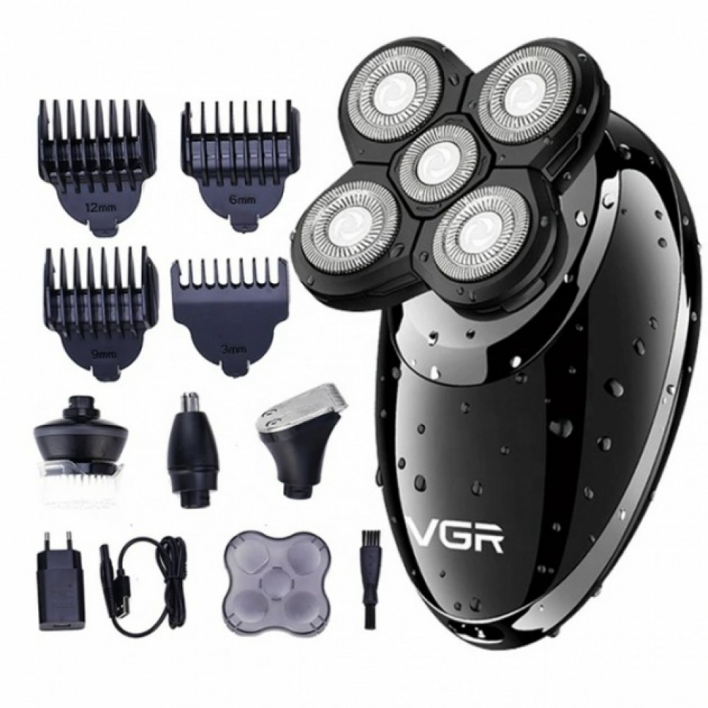Электробритва для мужчин VGR-302 4в1 Роторная для влажного и сухого бритья с плавающими головками