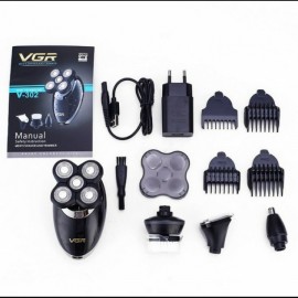 Электробритва для мужчин VGR-302 4в1 Роторная для влажного и сухого бритья с плавающими головками