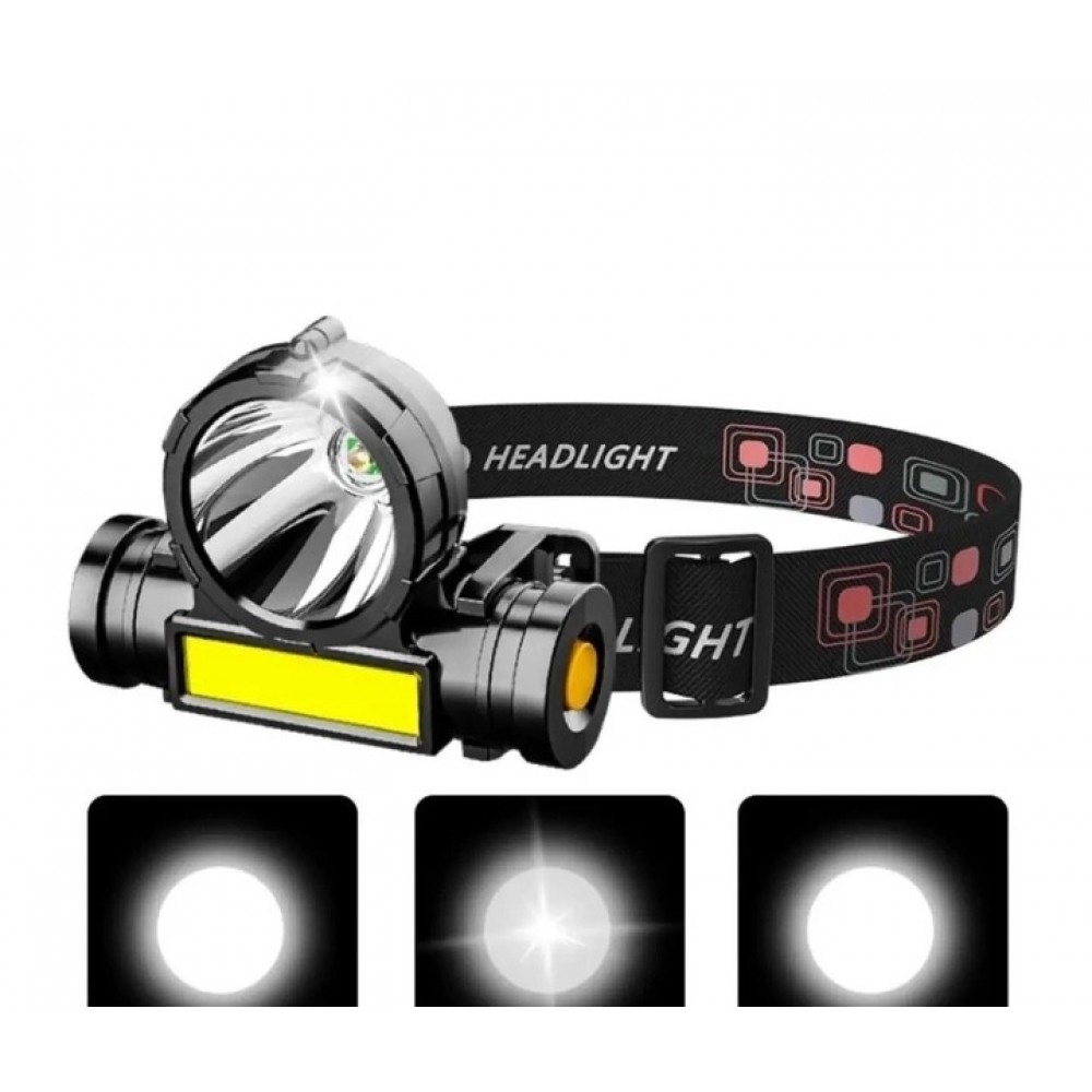 Фонарь налобный HeadLamp 108 8595 Аккумуляторный на голову 3W LED + COB