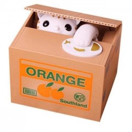 Интерактивная детская копилка сейф Кот воришка в коробке 12х9х10 см