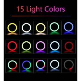 Разноцветная кольцевая LED лампа 33 см с держателем для смартфона Ring Light MJ33 RGB