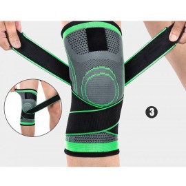 Наколенник бандаж коленного сустава Компрессионный фиксатор на колено Knee Support Чёрно-зелёный