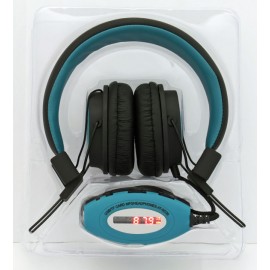 Наушники HQ-Tech AT-SD36 Blue FM радио USB/TF/MicroSD MP3 плеейр эквалайзер LED дисплей