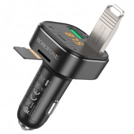 АЗУ Автомобильное зарядное устройство Borofone BC43 2 USB QC c FM-модулятором черное