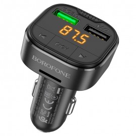 АЗУ Автомобильное зарядное устройство Borofone BC43 2 USB QC c FM-модулятором черное