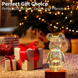 3D ночник Bearbrick Мишка с эффектом Фейерверк стеклянный RGB 8 цветов Проекционный светильник мишка GS-7911  Размер 100*200