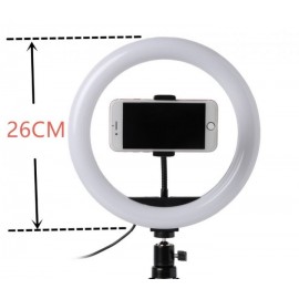 Селфи LED кольцо с держателем для телефона, кольцевая светодиодная лампа от USB Ring Light 26 см