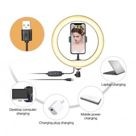 Селфи LED кольцо с держателем для телефона, кольцевая светодиодная лампа от USB Ring Light 26 см
