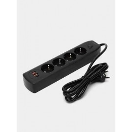 Сетевой фильтр Power Socket Q603 на 4 розетки + 2USB + 1Type-C шнур 2м