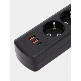 Сетевой фильтр Power Socket Q603 на 4 розетки + 2USB + 1Type-C шнур 2м