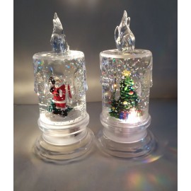 Светильник-ночник Хрустальная Свеча с новогодними фигурками, 14см от батареек 3шт AG13