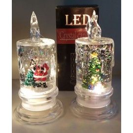 Светильник-ночник Хрустальная Свеча с новогодними фигурками, 14см от батареек 3шт AG13