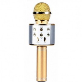 Беспроводной караоке Bluetooth микрофон с динамиком в коробке WS-858 Черный, Золотой