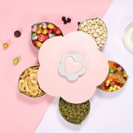 Вращающаяся складная конфетница с подставкой для телефона Candy Box Flower для конфет и фруктов Розовый