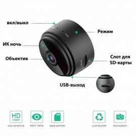 Беспроводная Мини IP камера А9 1080P Full HD c WIFI ночного видения на магнитной основе видеокамера