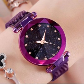 Роскошные Женские часы Starry Sky Watch на магнитной застёжке  цвет фиолетовый