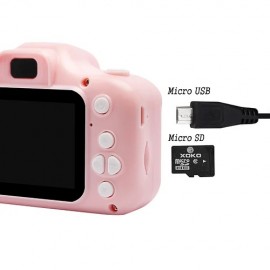 Детский цифровой фотоаппарат Кошечка с экраном 2 дюйма в силиконовом чехле Kitty голубой и розовый
