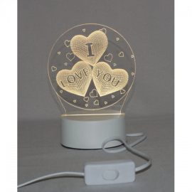 3D светильник, ночник I love You белый 3 оттенка