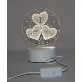 3D светильник, ночник I love You белый 3 оттенка