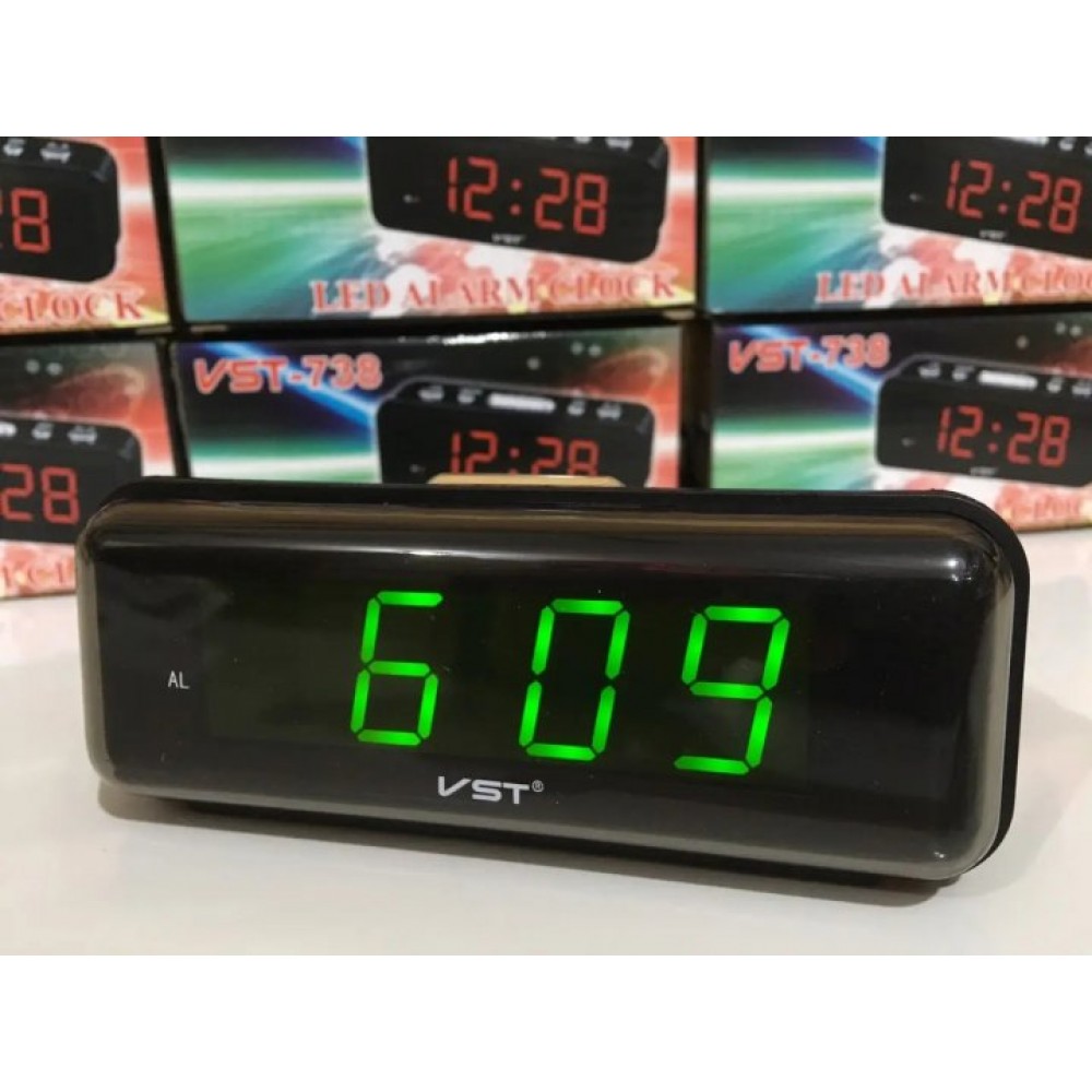 Настольные электронные часы VST-738 LED с зеленой подсветкой будильник