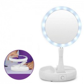 Складное зеркало для макияжа с Led подсветкой круглое увеличительное 10x My Fold Away Mirror белый