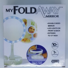 Складное зеркало для макияжа с Led подсветкой круглое увеличительное 10x My Fold Away Mirror белый