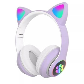 Наушники с кошачьими ушками и LED подсветкой Bluetooth накладные - B39M с ушками и лапками/ VZV-23M Беспроводные с микрофоном