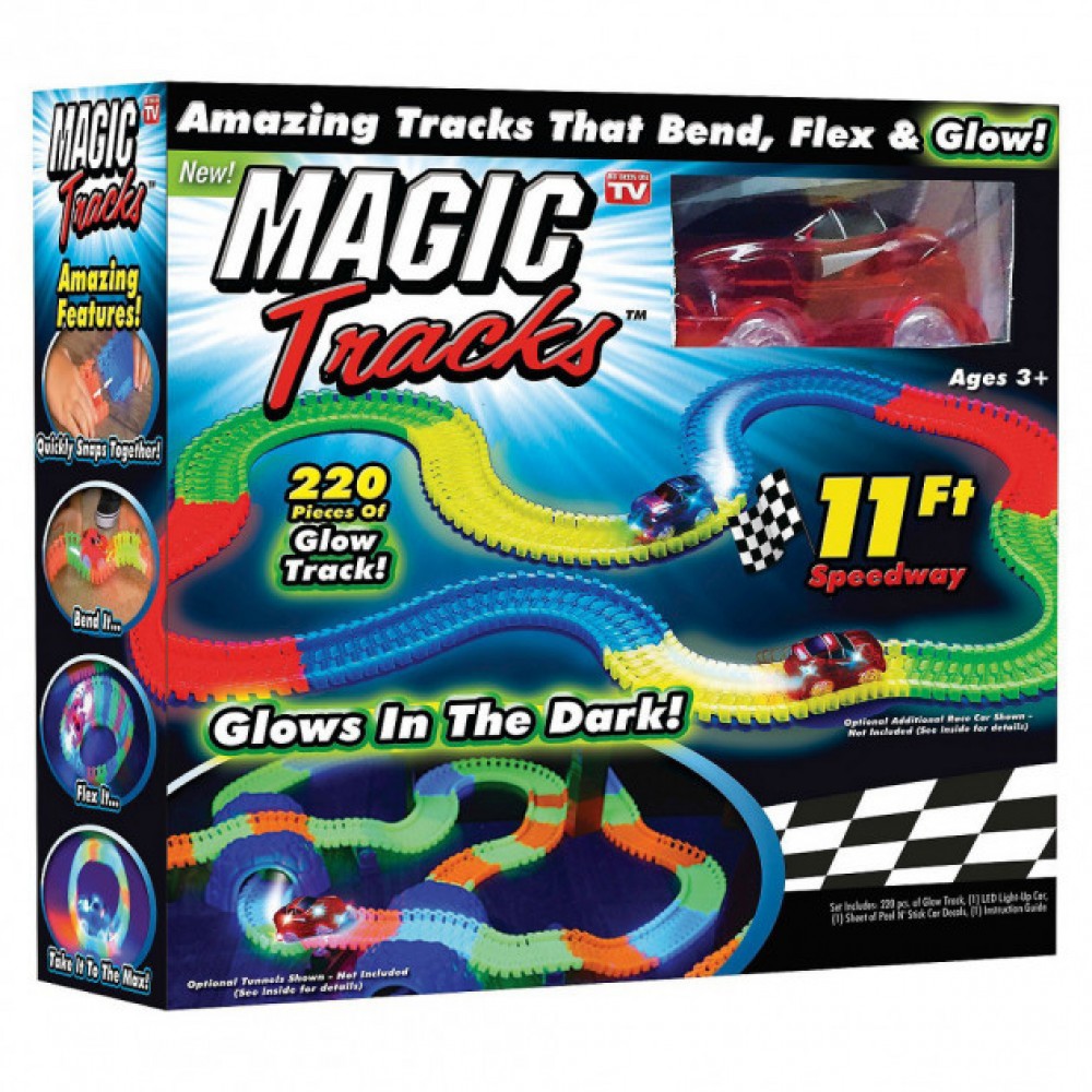 Детская игрушечная дорога Magic Tracks, 220 деталей, светящаяся + машинка