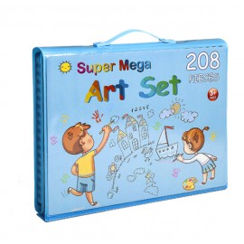 Набор для рисования и творчества с мольбертом в чемоданчике 208 предметов голубой