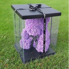 Мишка из роз 3D Мишка Тедди 40 см в красивой подарочной упаковке Teddy Bear из фоамирановых роз Фиолетовый