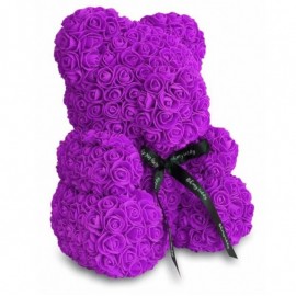 Мишка из роз 3D Мишка Тедди 40 см в красивой подарочной упаковке Teddy Bear из фоамирановых роз Фиолетовый