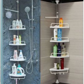 Полка для ванной Multi Corner Shelf, угловая, раздвижная, 4 уровня пластиковых полок для ванной