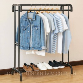Двойная полка стойка-вешалкаа для одежды и обуви Storage Coat Rack 60кг 91*44*157см 