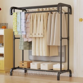 Двойная полка стойка-вешалкаа для одежды и обуви Storage Coat Rack 60кг 91*44*157см 