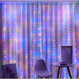 Гирлянда Штора  3*1,5м, 240 LED, прозрач.шнур с переходником, Цвет белый, теплый, микс
