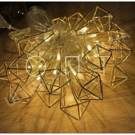 Гирлянда светодиодная Кристалл, 10 золотых металлических фигурок 6*5,5 см , 3м, Цвет теплый