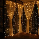 Гирлянда Штора 3*2м, 200 LED, прозрач.шнур с переходником, Цвет белый, теплый, RV-30