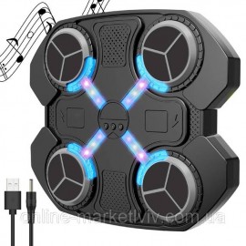 Боксерская панель-тренажер, музыкальная с подсветкой 4 цели + перчатки 77-1