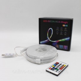 Лента Светодиодная Неон 5м RGB-1C, пульт и управление через  Bluetooth с программой MR Star, USB