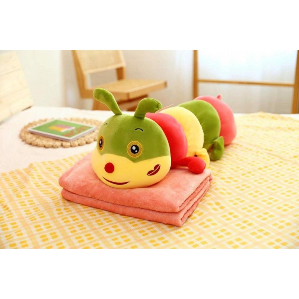 Игрушка-плед-подушка игрушка гусеница 3в1 Цвет зеленый, персик